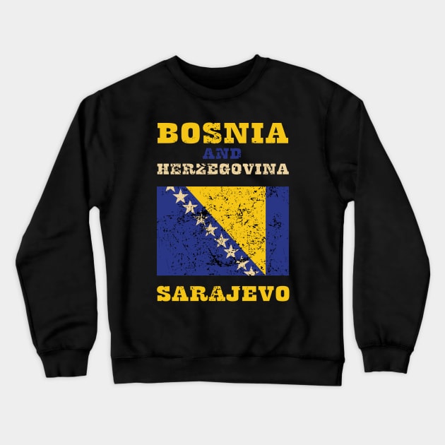 Flag of Bosnia and Herzegovina Crewneck Sweatshirt by KewaleeTee